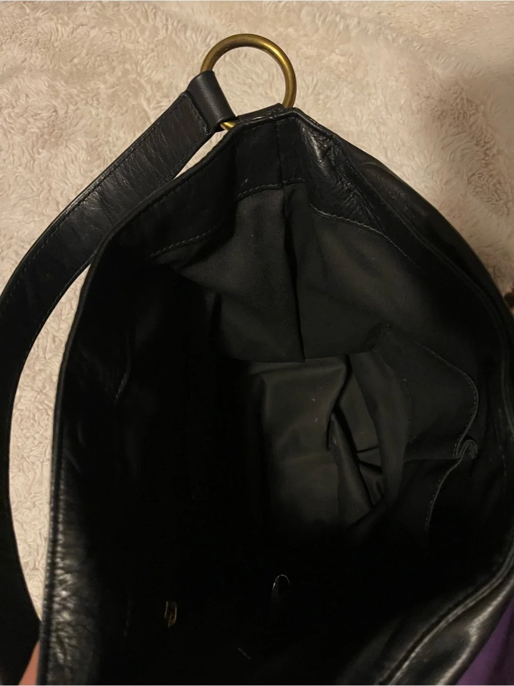 Frye Paige Black Leather Slouchy Hobo Shoulder Bag Handbag Brass Hardware